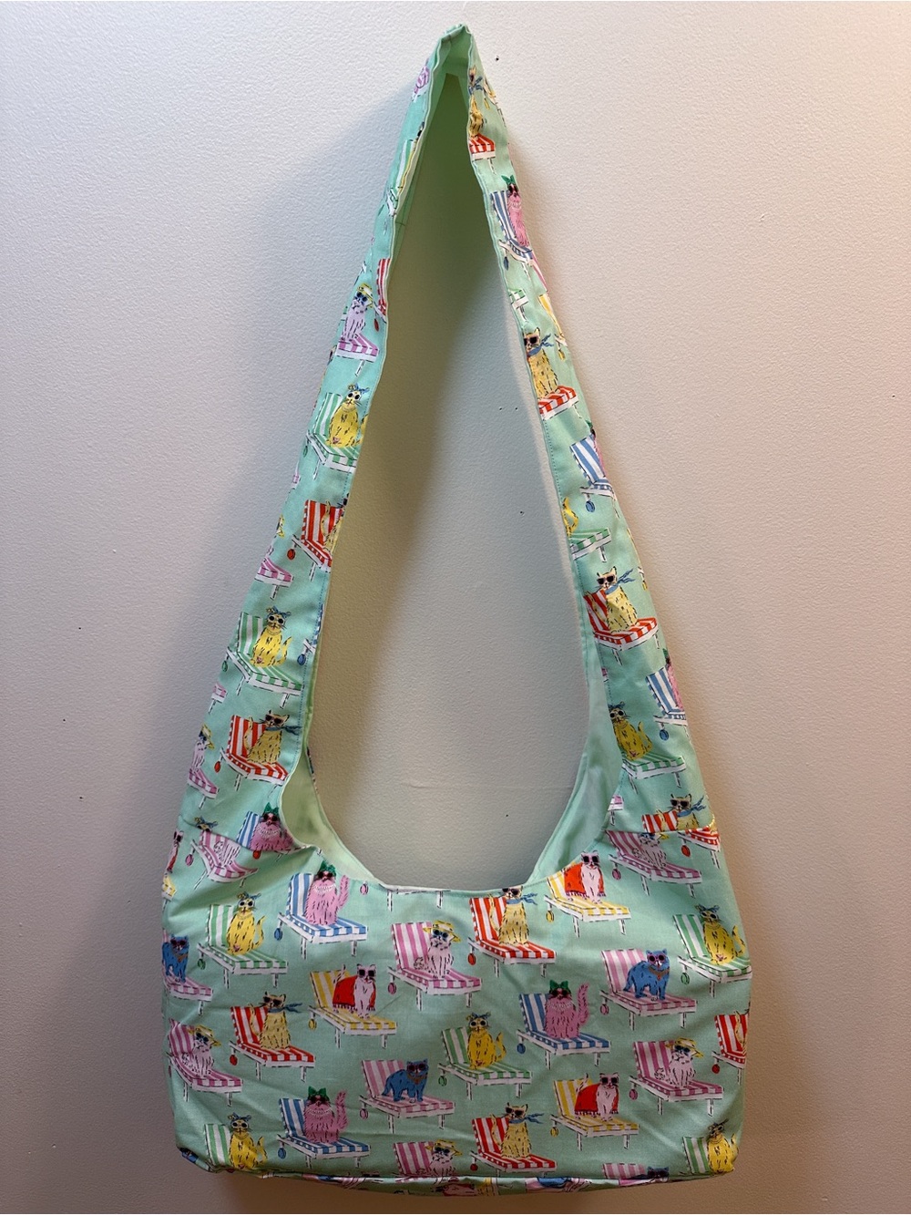 Handmade Light Green Mint Cat Relax Beach Vacation Chair Small Shoulder Bag